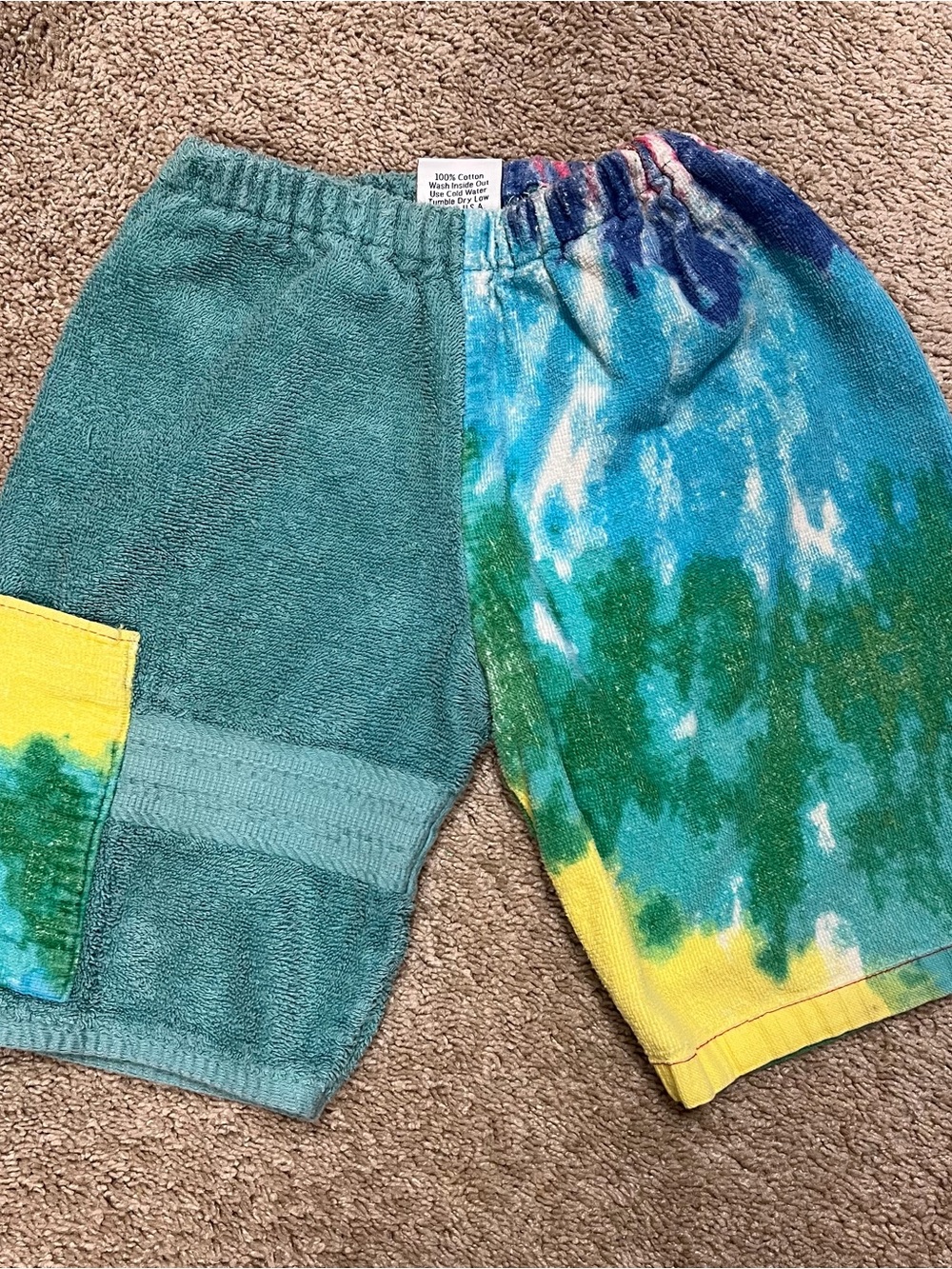 Kiki’s Nation Kids Swim Tye Dye Towel Shorts for Swimmers Size S